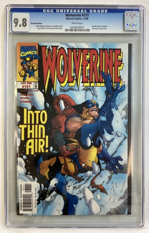 Wolverine #131 - CGC 9.8 - Marvel - 1998 - Recalled Edition! Uncensored! 
