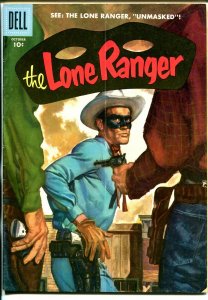 Lone Ranger #100 1956-Dell-painted cover-Lone Ranger Unmasked-key issue-VG+