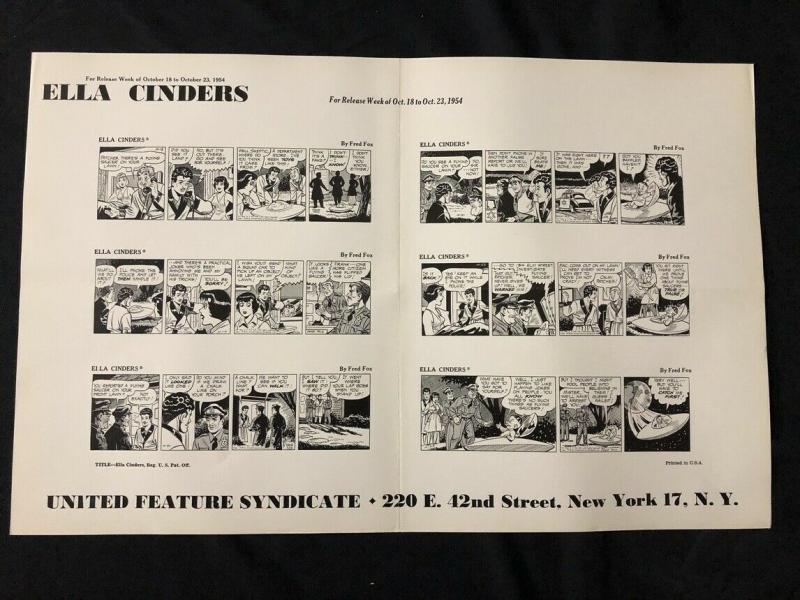 Ella Cinders Newspaper Comic Dailies Proof Sheet 10/18/54