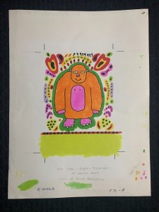 HAPPY BIRTHDAY Marker Cartoon Orange Gorilla 9x12 Greeting Card Art #2036A