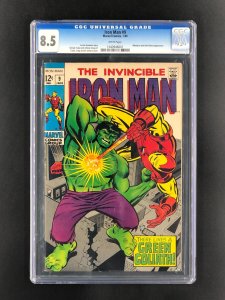 Iron Man #9 (1969) CGC 8.5 White Pages Mandarin and Hulk-Robot Appearance