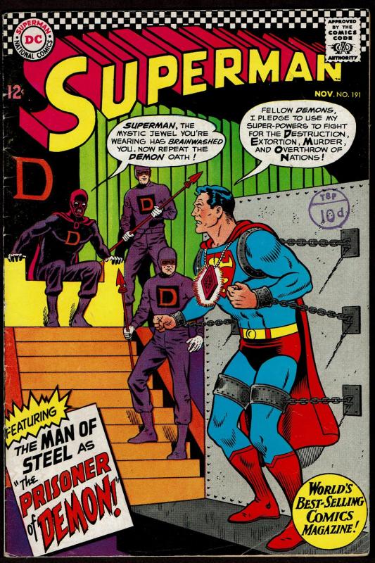 Superman #191  (Nov 1966 DC)  4.0 VG