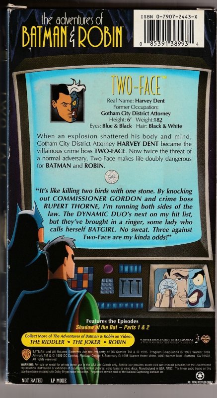 Adventures of Batman and Robin – Two Face VHS