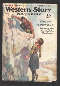 Western Story4/11/1925-Rescue cover by Harry T. Fisk-Pulp fiction by Max Bran...