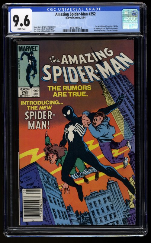 Amazing Spider-Man #252 CGC NM+ 9.6 Newsstand Variant 1st Black Costume!