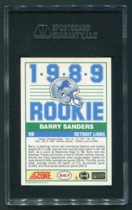1989 Score Football Set (330) SGC MINT 9 Barry Sanders Rookie + Update Set (110)