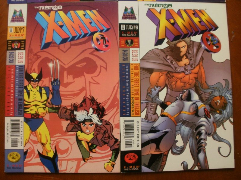 4 Near-Mint Marvel Imports X-MEN: THE MANGA Comic #3 #4 #7 #9 (1998) Yasue 