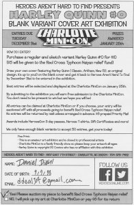 RED CROSS HARLEY QUINN ART CHARLOTTE MINI CON 2013 SIGNED BY DANIEL DIEHL EB200