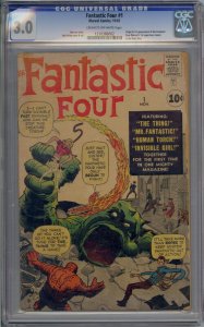 FANTASTIC FOUR #1 CGC 3.0 ORIGIN 1ST FANTASTIC FOUR MOLE MAN JACK KIRBY 6002