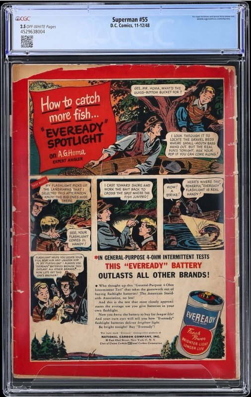 Superman #55 (DC 1948) [CGC 2.5]  “Too Many Heroes” ? Referenced In SOTI ?