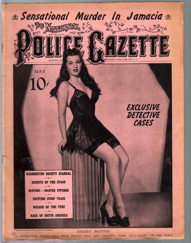 Police Gazette 5/1942-Shirley Britton spicy cover-murder-cheesecake-exploitat...