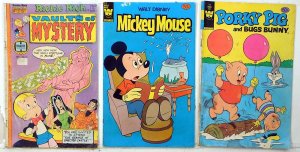 Cartoon Lot 3 #Richie Rich Vaults 13, Mickey Mouse 213,Porky Pig 100 1976 Comics