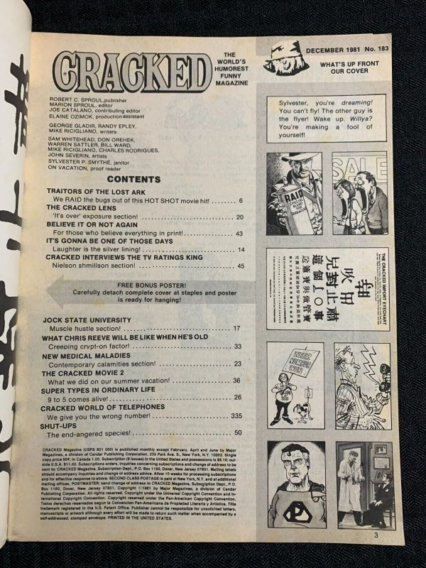 1981 Dec CRACKED Magazine #183 VG+ 4.5 Superman Cover