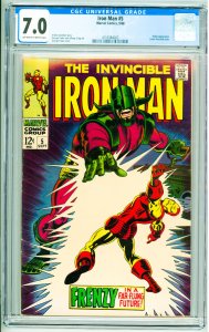 Iron Man #5 (1968) CGC 7.0! OWW Pages!