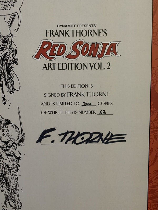 RED SONJA Art Edition Vol 2 SIGNED Frank Thorne Hardback 63/200! Artist's HC
