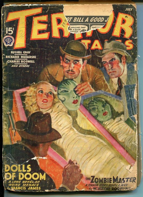 Terror Tales 7/1940-restrained woman-coffin-weird menace pulp-zombie-FR