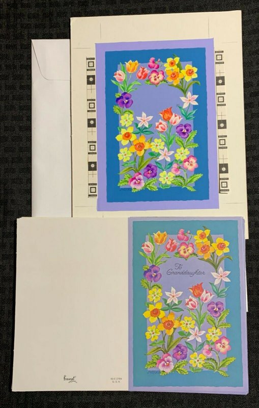 FOR YOU Purple Pink & Yellow Flowers 7.5x10 Greeting Card Art #2748 w/ 2 Cards