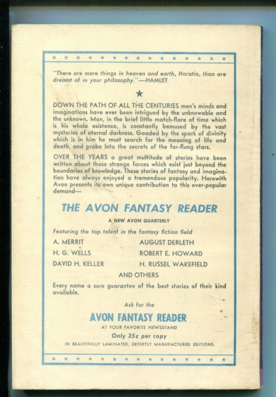 AVON FANYASY READER #1 1947-1ST ISSUE-H G WELLS-LEINSTER-ASHTON SMITH-fn