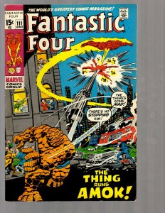 Fantastic Four # 111 VF Marvel Comic Book Thing Dr. Doom Human Torch PG2