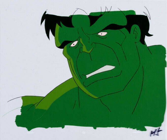 The Incredible Hulk Hulk Close-Up Production Cel Setup and Animation Drawing