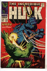 INCREDIBLE HULK #110-comic book 1968-MARVEL COMIC-JOHN SEVERIN fn