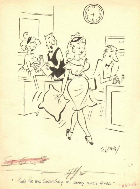 Sexy Secretary Gag Humorama Art By George Ludway Comic Collectibles Original Art