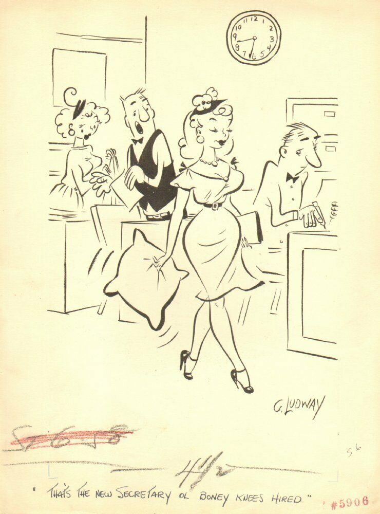 Sexy Secretary Gag Humorama Art By George Ludway Comic Collectibles Original Art