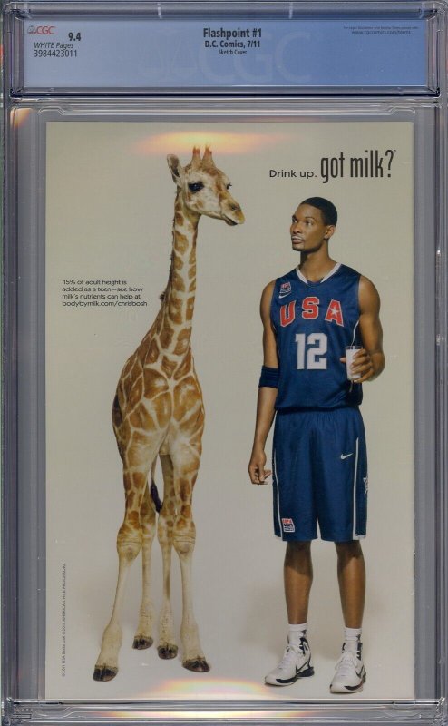 FLASHPOINT #1 CGC 9.4 1ST THOMAS WAYNE AS BATMAN SKETCH COVER 