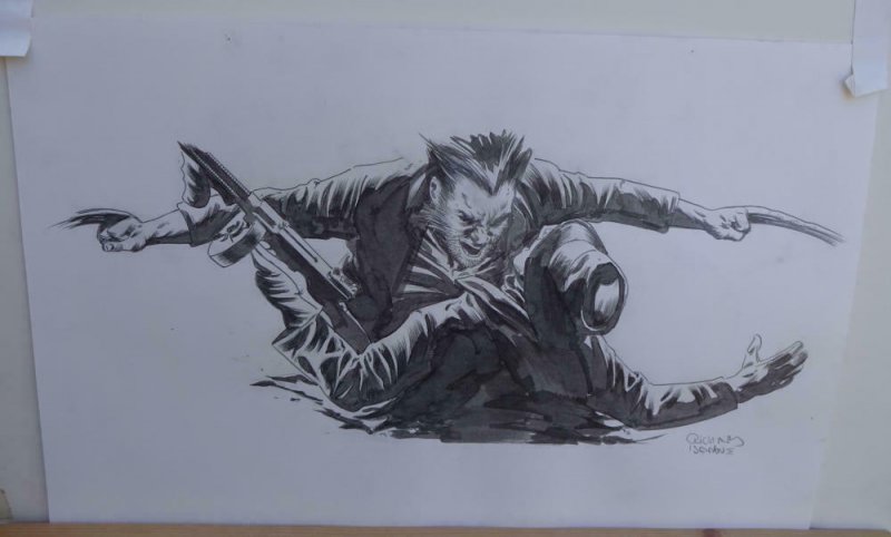 RICHARD ISANOVE original art, SAVAGE WOLVERINE #14, Signed, 11x17, Slicing