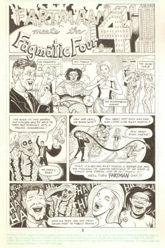 Fartman Meets the Fragmatic Four Complete 8 Page Story - Howard Stern - art by ?