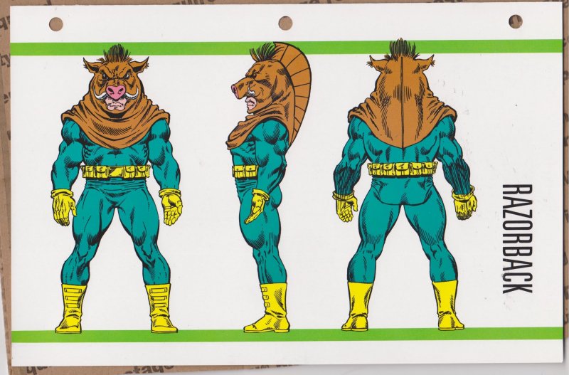 Official Handbook of the Marvel Universe Sheet- Razorback