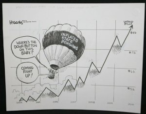 Inflated State Pensions Hot Air Balloon Unpaid Bills Chicago art by Jack Higgins