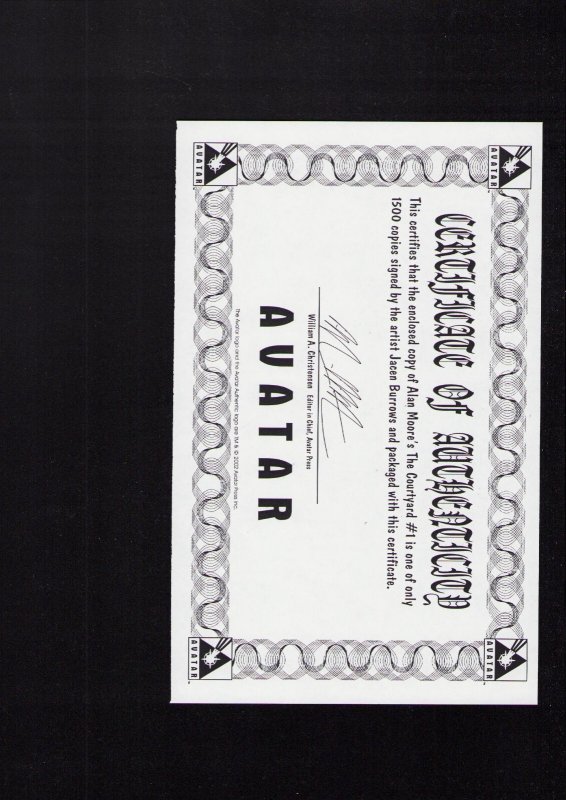 Alan Moore's The Courtyard #1 - SIGNED BY JACEN BURROWS LTD 1500 COA! (9.2) 2003