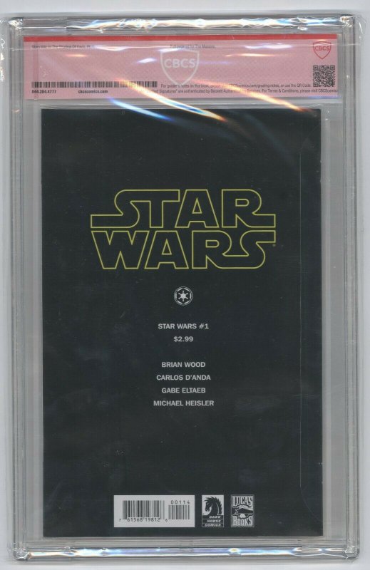 Star Wars #1 2013 Dark Horse [Fourth Printing] Signed Brian Wood CBCS 9.4