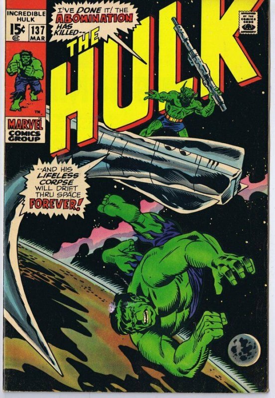 Incredible Hulk #137 ORIGINAL Vintage 1971 Marvel Comics