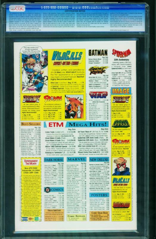 Spawn #1 1992  CGC Graded 9.4 White Pages- Modern Key 0145495002