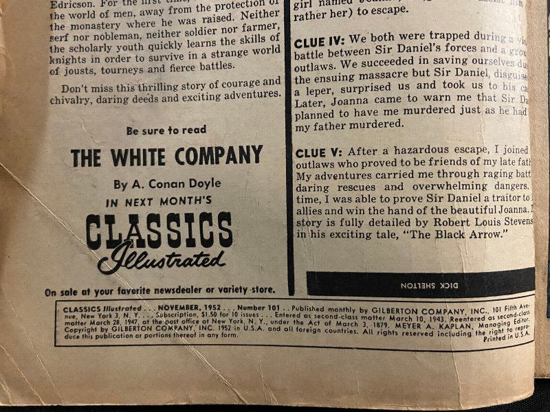 CLASSICS ILLUSTRATED #101 WILLIAM TELL 1952 VG/FN