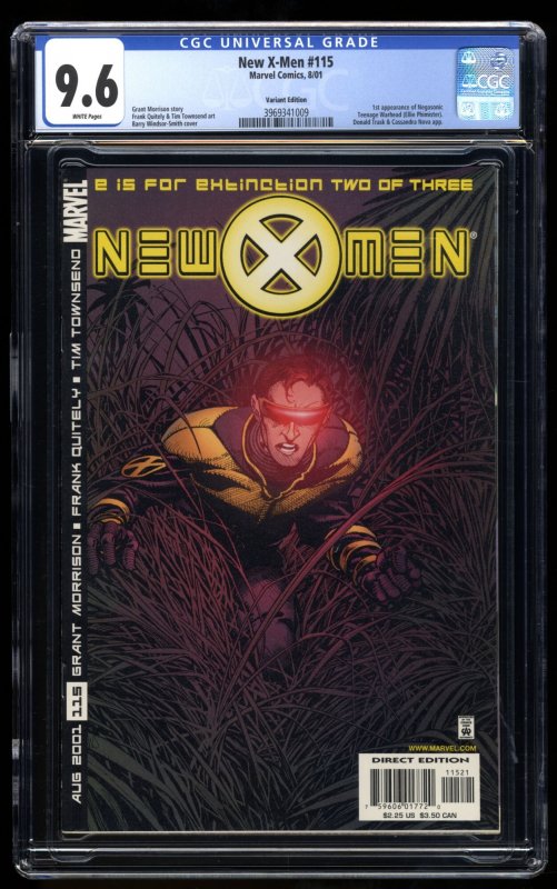 X-Men #115 CGC NM+ 9.6 BW Smith Variant 1st Negasonic Teenage Warhead New!