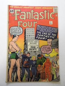 Fantastic Four #9 (1962) VG- Condition cover detached bottom staple, ink fc