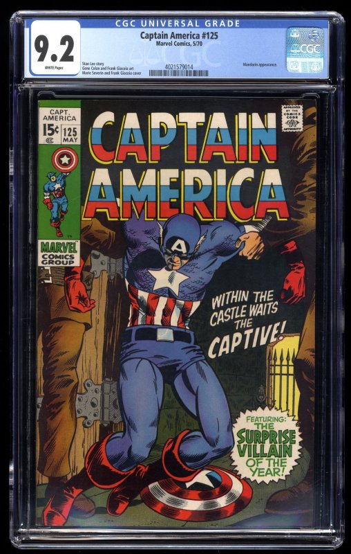 Captain America #125 CGC NM- 9.2 White Pages