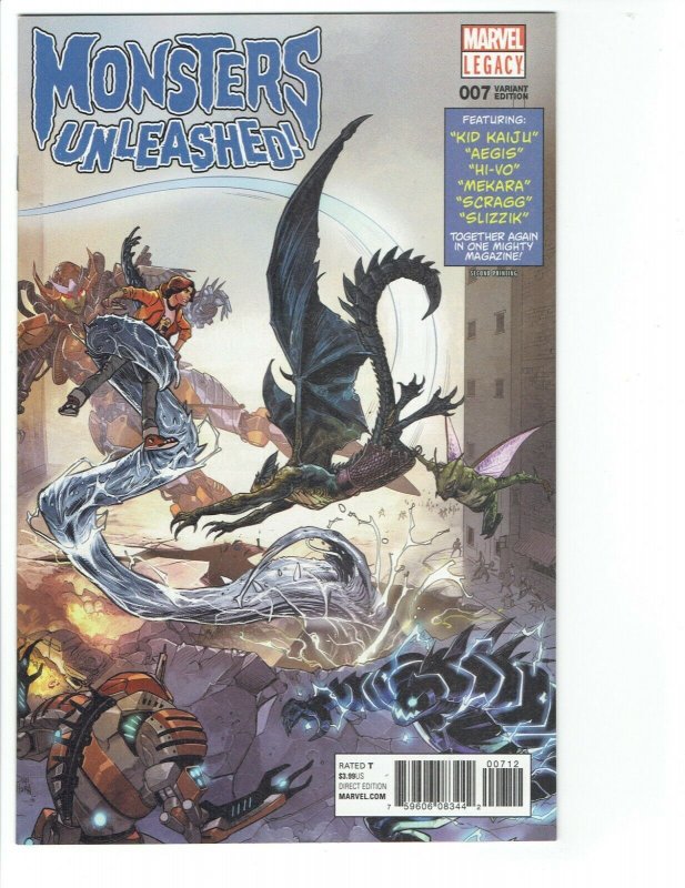 Monsters Unleashed 7 2nd Print Variant NM non lenticular homage Kid Kaiju RARE!