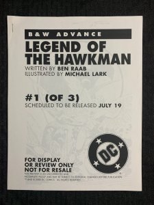 2000 LEGEND OF THE HAWKMAN #1 DC Comics 26pg B&W Advance FN+ 6.5 Michael Lark