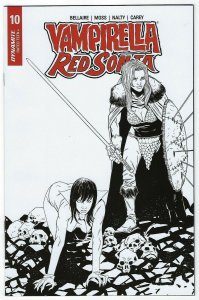 Vampirella Red Sonja # 10 Moss B&W  1:10 Variant Dynamite NM