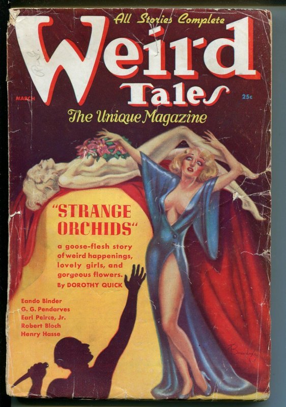 Weird Tales-3/1937-pulp fiction-spicy Good Girl Art-Brundage-Bloch-Binder-VG-