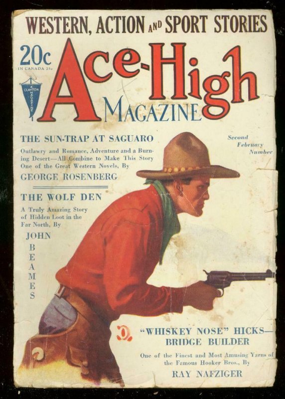 ACE-HIGH MAGAZINE 2nd FEB 1931-WESTERN & SPORTS PULP VG