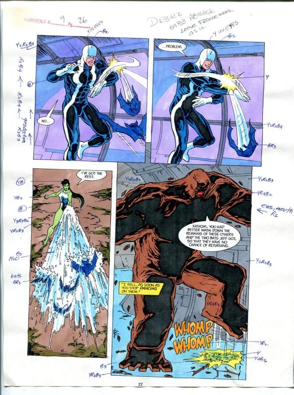 Elementals #9 Page #26 Original Color Guide Ken Feduniewicz