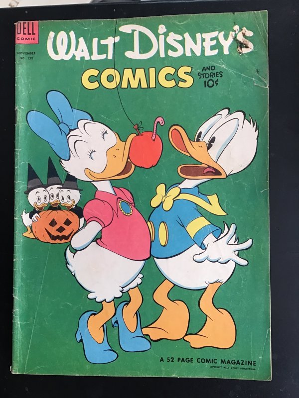 Walt Disney's Comics & Stories #158 1953 Barks bobbing apples cvr Afford...