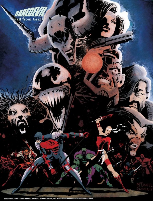 Daredevil # 325 1994  Marvel DISNEY fall from grace FINALE ELEKTRA  venom POSTER