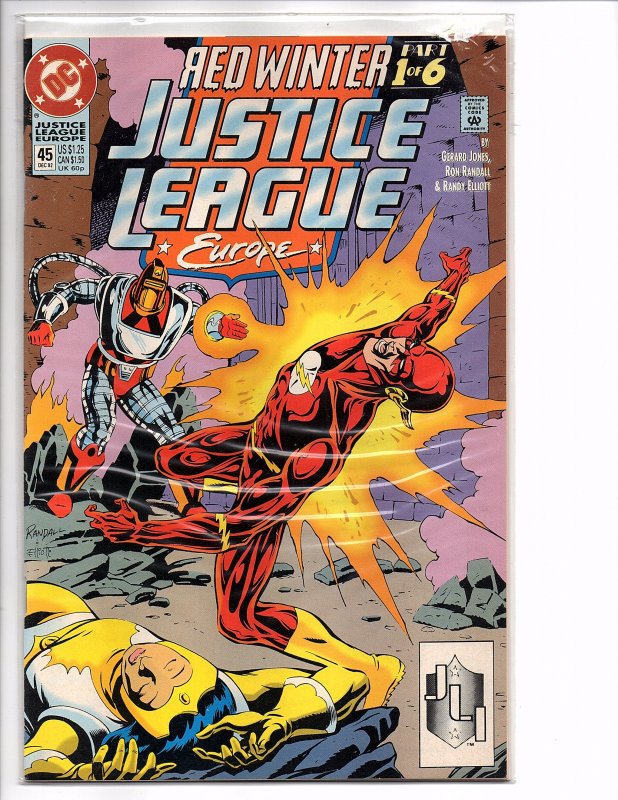 DC Comics Justice League Europe #45 Flash, Power Girl, Aquaman Red Winter Part 1