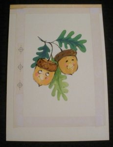 ANNIVERSARY Cartoon Acorns Nutty & Nice 7.5x10.5 Greeting Card Art #9102